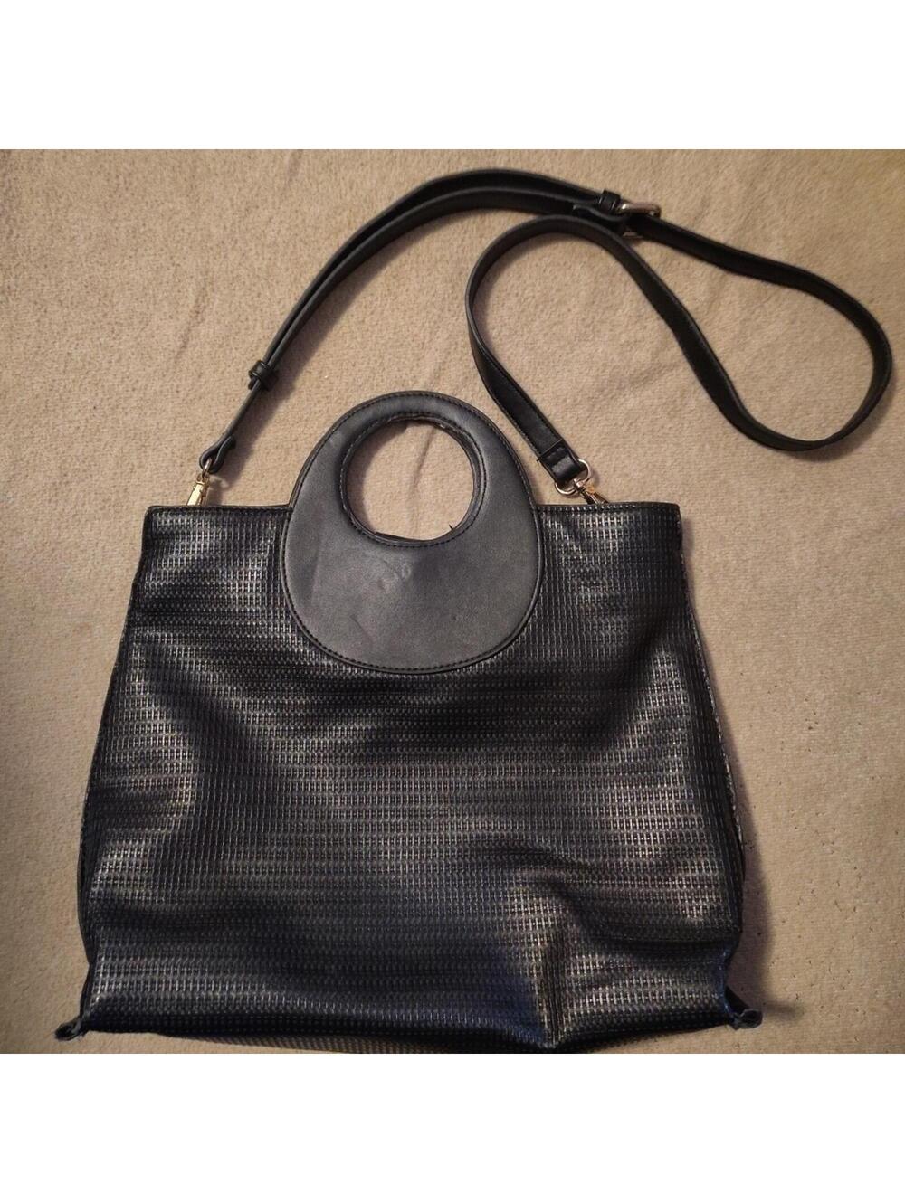 black Moda Luxe Sienna vegan leather tote bag